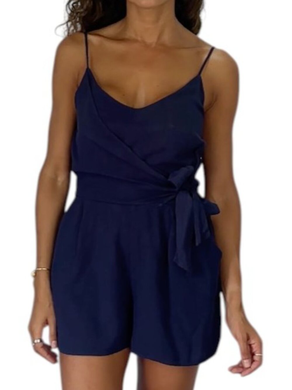 One Clothing Royal Blue Long Sleeve Romper Rayon Lined Size S